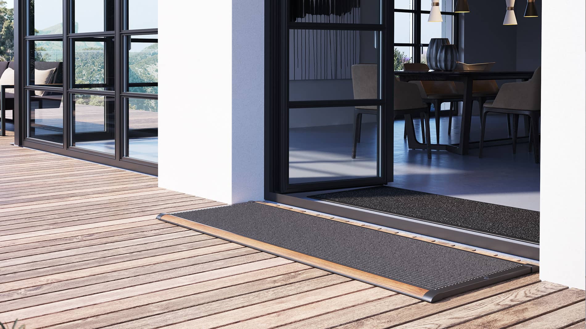Outdoor mat double doors