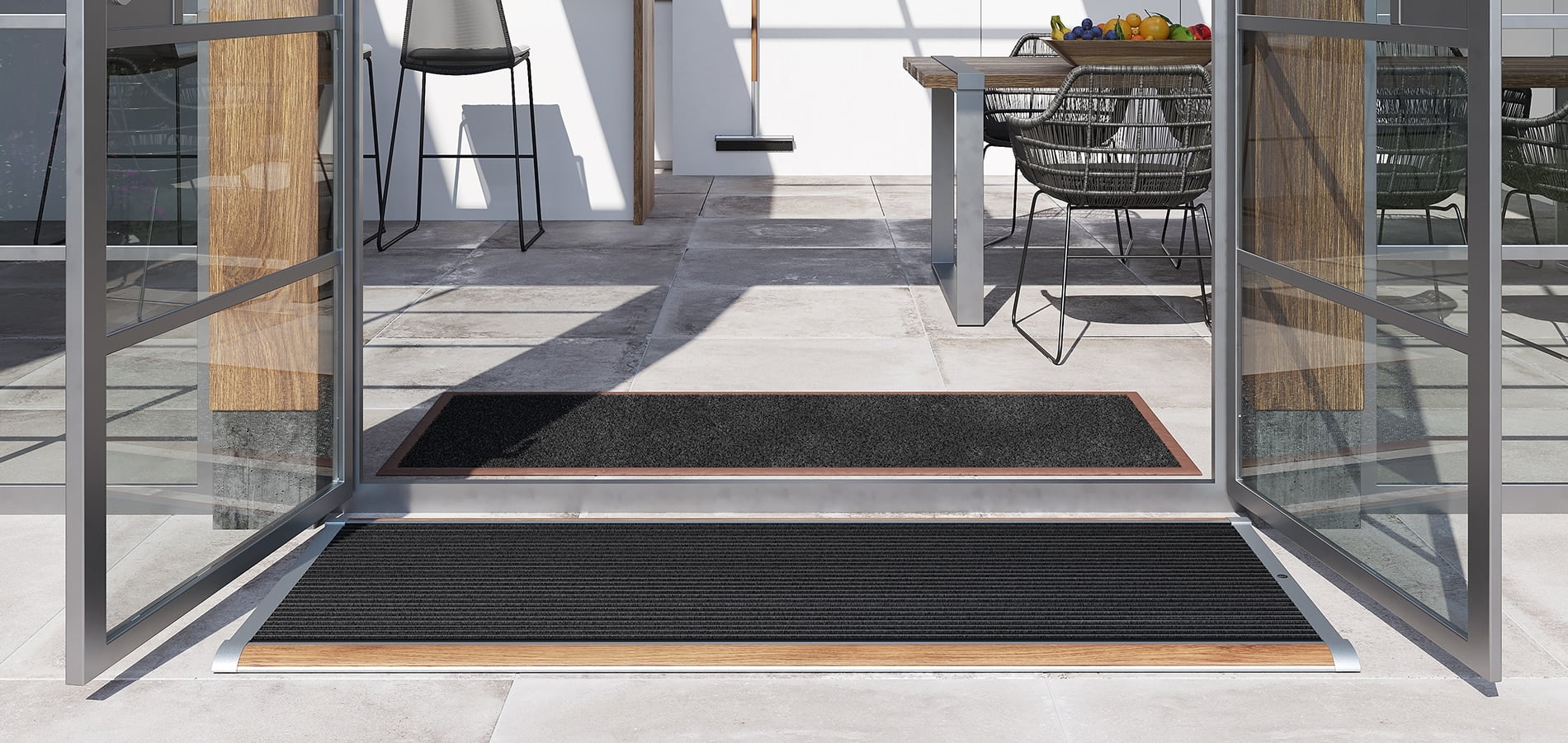 Outdoor mat silver aluminium